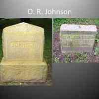          26. O. R. JOHNSON - I am  O. R. Johnson, people are surprised to see me in the Douglas cemetery because they know that the more famous O. R. Johnson, who owned stores and mills in Saugatuck and  Singapore and tanneries elsewhere, moved back to Wisconsin when the mill left Singapore in 1875 ---
AND his oldest son, Otis, was asked to leave the Saugatuck school after bringing sneezing powder to class. Even our names are different the lumber baron’s real name was Otis Russell Johnson, my name is Orle Richard Johnson. I lived in the Ganges-Glenn area for a while, but later moved to Douglas where I ran a grocery store from in the late 1890s.
[1850-1902]
   