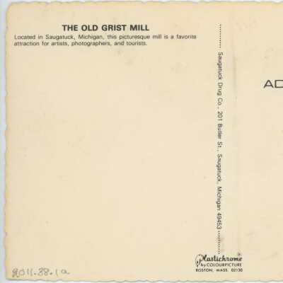 The Old Grist Mill Postcard Reverse