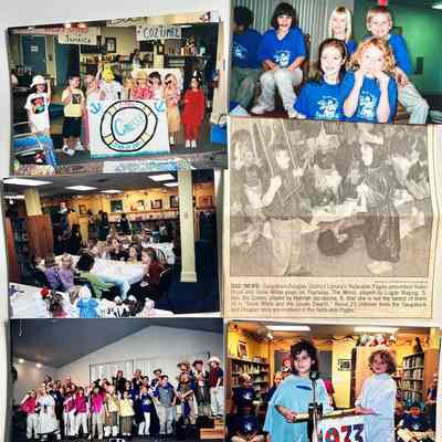 Group 1: Saugatuck-Douglas District Library Notable Pages programs from the early 2000s: plus a newspaper clipping from Holland Sentinel