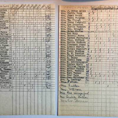 Douglas Music Study Club Ledger 4 roll call lists