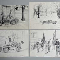          Discovery Art Center, snowplowing, jeep in parade, soldiers in parade
   