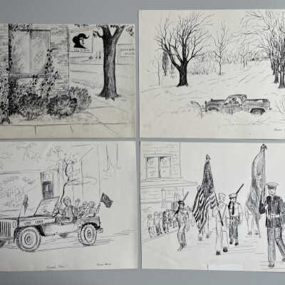 Discovery Art Center, snowplowing, jeep in parade, soldiers in parade