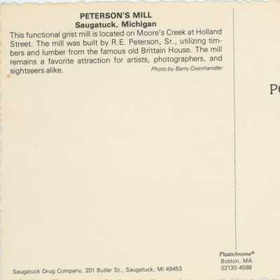 Peterson's Mill Postcard Reverse