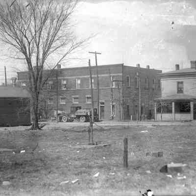 Parrish Drug south facade and Mason St. east of Butler