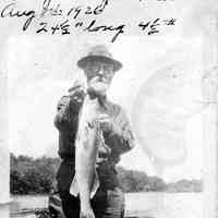          89-1-193_C_Ed_Rastall_with_pike.jpg 410KB; Wall Eyed Pike, caught in Kalamazoo river at Saugatuck, Mich. Aug. 8th, 1926 by E.S. Rastall, 2705 East 77th St. Chicago, Ill., weight 4 1/4 lbs. length 24 inches.
   
