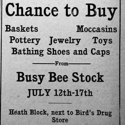 July 11, 1918 Commercial Record: Suggests store closed in 1918 if they are selling the stock at a different location. The shop was run by the Bird family.