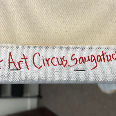 Note from the artist on back of canvas
