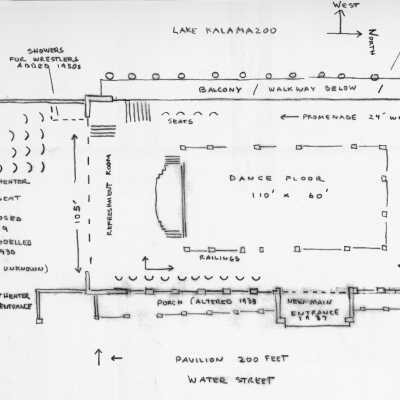 Pavilion floor plan RTR: drawing by Jim Schmiechen