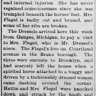cr1903021305MissHattieDresselBadlyInjured.jpg: possibly Harriet Marie Dressel 1876-1950, buried at Taylor Cemetery. Harriet was the daughter of Anton William Dressel 1833-1911