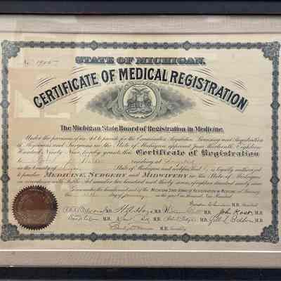 Certificate of Medical Registration of Dr. Robert J. Walker