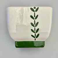 Pot, green plant on white