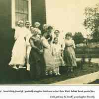          Kontio_Sarah_Kirby_group_ca_1918.jpg 348KB; Sarah Kirby front left / probably daughter Faith next to her / Kate Wark behind Sarah partial face. Little girl my be Sarah's granddaughter Dorothy
   