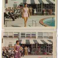          BoyceFamily1.jpg 3.6MB; One of Peggy Boyce's daughters, dressed in purple floral gown or pink floral swimsuit, competing in a Miss Saugatuck beauty contest. - Digital file from Jack Sheridan Drive 2021.72.02 -
   