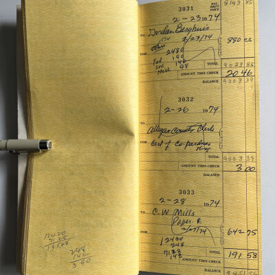 Checkbook register stubs