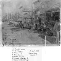          89-1-71 Downtown Douglas 1898.jpg 8.2MB; Douglas 1898  facing east Center St. -- 1. Powers Horse 2. M. Powers 3. Neg Wicks 4. Bill Powers 5. Grover Fuller 6. Harry Naracong 7. Frank Naracong 8. Bill Wicks 
Sins on the storefront says S.C.W., Star Green and groceries
   