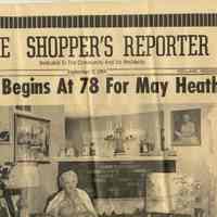          Diaz0390-LifeBeginsAt78-1959-1.jpg 1.7MB; The Shopper's Reporter, Holland Michigan, September 2, 1959, Life Begins at 78 for May Heath
   