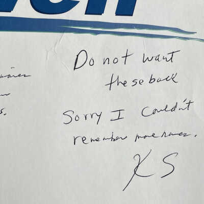 Note on the cover of the folder containing the photos.