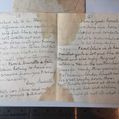 Pages two and three of letter. No writing on the back (page 4) of the document.