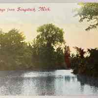          Greetings from Saugautck, Mich No. 4989 front; Location Postcard Binder 2 water
   