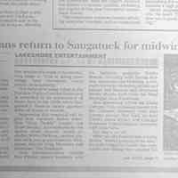          Jazz musicians return to Saugatuck for midwinter festival billed as Pavilion Nights Festival Series, part 1; Chris Christophersen for Grand Rapids Press with photo of Jackie Allen. Also listed Ron 