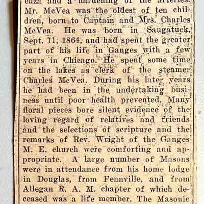 Obituary for William H. McVea (back)