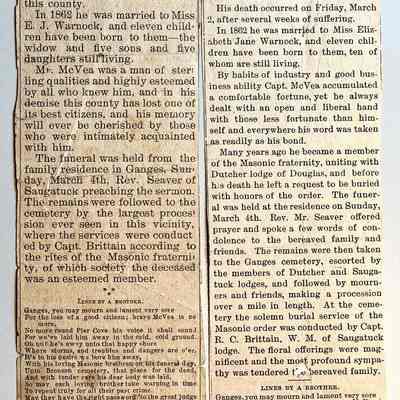 L. Two newspaper clippings of obituaries for Capt. Char. McVea #35