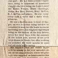          N. Newspaper clippings of obituary for Samuel McVea #34; According to the McVea family tree #34 was born 1832 in Co. Down and died 1889 in Douglas. A gravestone in Douglas cemetery displays Samuel McVea as born in 1864 and died 1938.
   