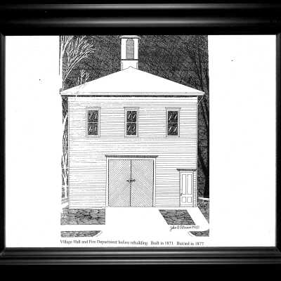 The Village Hall and Fire Department before re-building c. 1871.