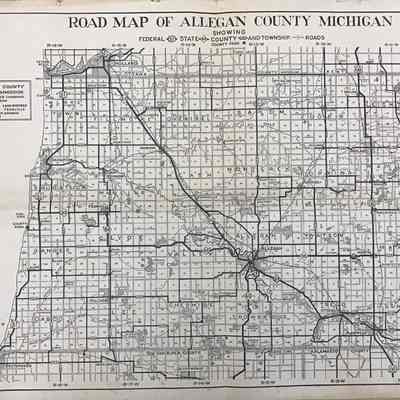Road Map of Allegan County 1934