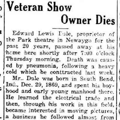 cr1937012908EdwardLewisDale.jpg 74KB: Edward Lewis Dale married Josephine Hames in 1901 in Saugatuck and operated a theater until 1916.