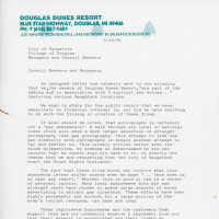          Letter from the Douglas Dunes Resort to the Saugatuck City Council (2)
   