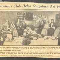          Left to Right- -MRS. FRANK WICKS, MRS. E. H. HOUSE, MRS L. E. VEITS, MISS NEWNHAM, MRS. DELLA COATES, (Standing) MRS. D.A. HEATH, hostess; MRS. C. SPROUL, MRS. NELLIE BUNDY, MRS. GEORGE BABCOCK, MRS. H. E. MAYCROFT and MRS. F. COM STOCK. In front, JOHNSON FOX, an Indian runner, and in immediate foreground a table of antiques.
   