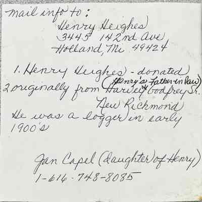 Note included with donation.: Donor Henry Heighes (August 6, 1921 - January 8, 2013) was the son-in-law of Harvey Godfrey Sr.