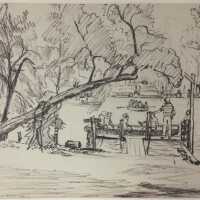 Rowboat ferry on Kalamazoo River by Wilfrid Berg
