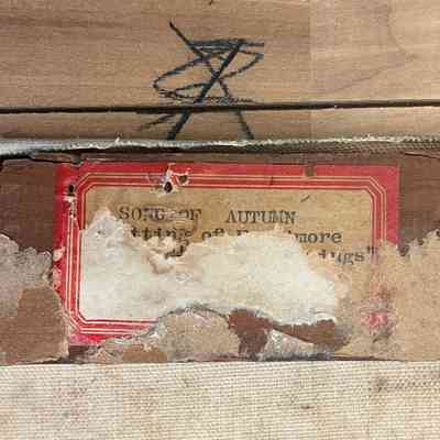 Partial label on the back of the canvas stretcher