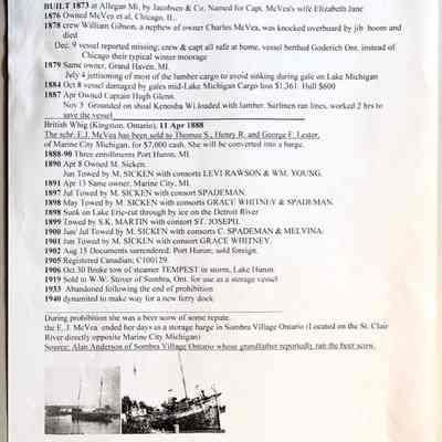 D. Schooner E. J. McVea History