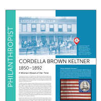          CORDELLA BROWN KELTNER 1850–1892; Cordelia Brown was born in Prairie Round, MI in 1850. She married Frank Keltner when
she was eighteen, became a widow two years later in 1870 and never remarried. She
came to Saugatuck with her parents in 1881 and along with them was “actively identified
with the management of the Saugatuck House”. She likely helped with the day-to-day
operations of the boarding house.
In addition to her take-charge personality, Cordelia was also known for her philanthropy.
She was praised for her reaction to an “unfortunate” event in the Lakeshore Commercial,
May 3, 1889. A young, single woman from Indiana arrived in Saugatuck and began
working at the Saugatuck House. Within a few months it became apparent that she
was “in a delicate condition” (pregnant) and was dismissed from employment, as was
customary in those days. She went to live with her sister’s family in nearby Singapore.
Shortly thereafter, the girl was found in convulsions. A doctor was called but he could
not save her. “It is not positively known that the girl died by poison, self-administered,
but the circumstances strongly confirm such a suspicion…She was visited often by Mrs.
Keltner and her friend Mrs. Schanberg who did all in their power to make her last days
comfortable…This is practical Christianity….”
Giving further insight into the lives of women at this time the article explains that the
“author of her misfortune” (the baby’s father) lived in Indiana and had betrayed the young
woman under the promise of marriage. “A day or so before her death a letter came for
her from a man in Indiana urging her to return to that place for the purpose of being
married. When the letter reached her she was in the shadow of death. Her wrongs were
destined never to be righted on earth.”
Despite her admirable independence and open minded generosity in an era that did not
encourage either in women, Cordelia did not live long. She died in 1892 at the age of 42
of kidney disease: “As to the worth and virtues of this estimable woman the people of
this community need no information. It is enough to say that her untimely death made
sad the heart of every person who knew her. For her to see a case of poverty or distress
was to attempt to relieve it no matter what the labor or cost or how humble the object.”

Cordelia Brown Keltner researched by fellow
Team HerStorians, Annie Hayes, Janice Krakowski,
and Barri Rosenbluth
   