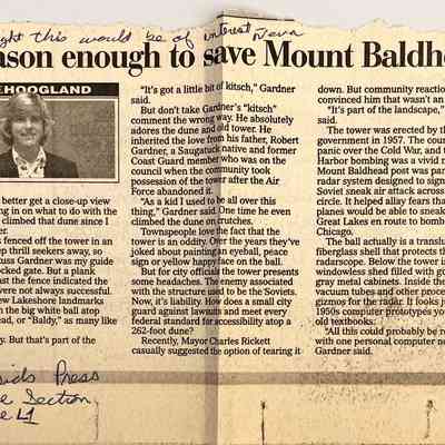 Radar tower newspaper clipping