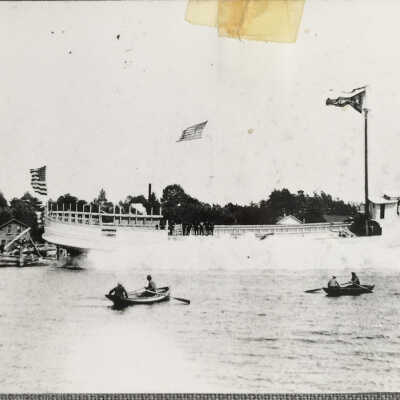 Launch of Steamer R.C. Reid from Brittain's Boatyards in 1889