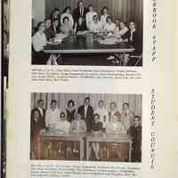          Compass 1963; Yearbook staff - SEATED, L. to R.; Jane Allen; Grant Crawford; John Manchester; Wanda DeWent; Pam Dorn, Co-editor; George Hungerford, Co-editor; Bette Brackenridge; Ronald Jill-son; Jeanie Miller; Jeannine Bekken. STANDING; Ken Showers; Susan Gorz; Mr. Han-ford; Susan Bray; Barb Thake.
Student Council - SEATED, L. to R.; Mr. Swaffer; George Hungerford, President; Don Sewers, Treasurer; Pam Dom, Secretary; Steve Smith, Vice-President; Joe Brockington. STANDING;
Chuck Gilman; Don Peel; Sandi Dutton; Steve Hungerford; Bud Naughtin; Dale Ann Van Leeuwen; Malcolm Smith.
   