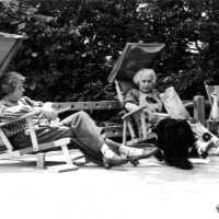          Dannie, Gladys Stempfel and Jims on the deck
   