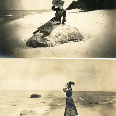 ca 1915 High water view by well dressed lady.: Lost Rock Douglas ca 1899