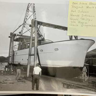 One time boat project built by: Art Jillson, Harold Johnson, Harold Miller, Jim Boyce, Chuck Diepenhorst