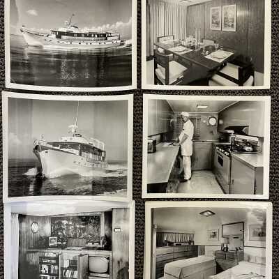 Photos of Denison's Broward Marine-built yacht the Johnathan III: With a pink marble head and TV/stereo center and formica galley