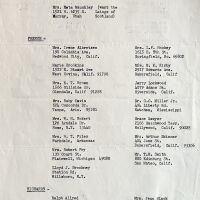          front; Contact information list for descendants of Laing, French and Richards families.
   