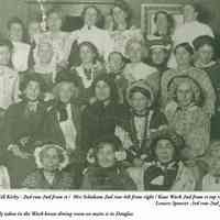         Kontio_Halloween_group_ca_1910.jpg 534KB; Sarah Gill Kirby - 2nd row 2nd from rt / Mrs Schuman 2nd row 4th from right / Kate Wark 2nd from rt top row / Lenore Spencer - 3rd row 2nd fr rt. Probably taken in the Wark house dining room on main st. in Douglas
   