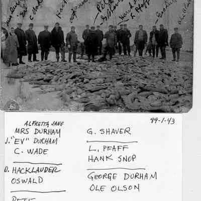 89-1-43_Carp_Fishing.jpg 636KB - see box 31, envelope 89-1-43: Alfretta Jane, Mrs. Durham, J. "Ev" Durham, C. Wade - D. Hacklander, Oswald - Pete - G. Shaver - L. Pfaff, Hank Snop - George Durham, Ole Olson 89-1-43
