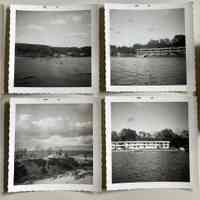          Seven photos timestamped Feb 62; Clockwise from upper left: Brother Hank Hungerford on bicycle in front of Gleason's Party Store at 650 Water St.; looking across turning basin toward Ox-Bow lagoon; north end of Ship-n-Shore boatel; the first of three apartment buildings at 547, 533 and 515 Water St. [one is Riverside Inn circa 2019]; south end of Ship-n-Shore; possibly Beach House at Oval Beach; turning basin
   