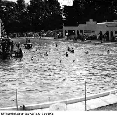 95 89 2 Big Pool.jpg 578KB: Big Pool Marriotts North and Elizabeth Streets, ca 1930. #95-89-2. Original is in box 31, envelope 95-89-2.