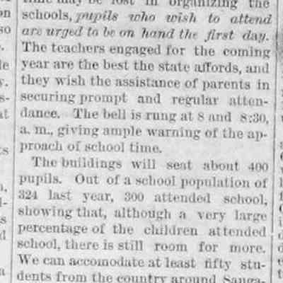 cr1880091701AdvantagesofOurUnionSchool.jpg: Saugatuck Union School looking for more students. "Out of a school population of 324 last year, 300 attended school"S